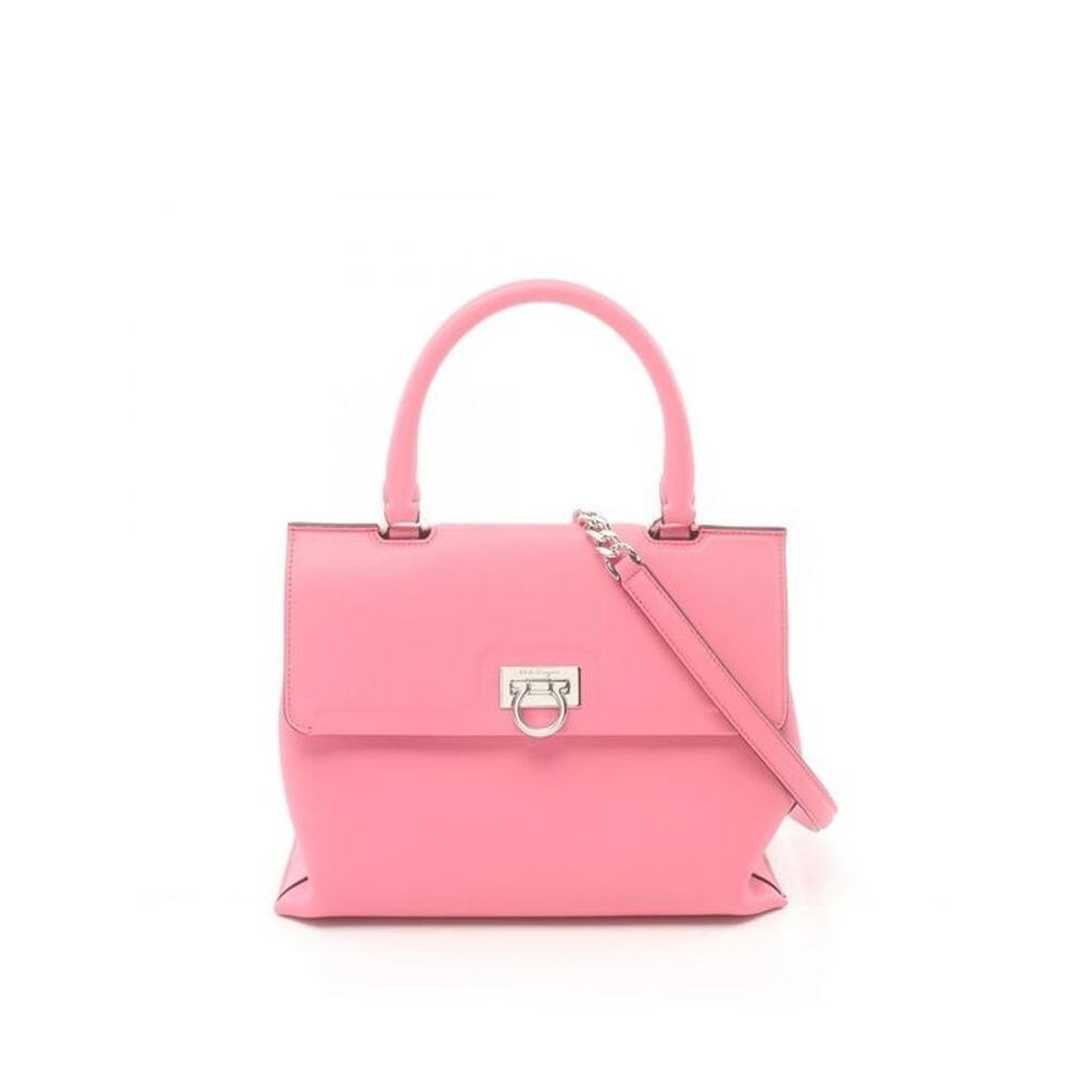 Salvatore Ferragamo Gancini Trifolio Pink Leather Crossbody Top Handle NWT $2650